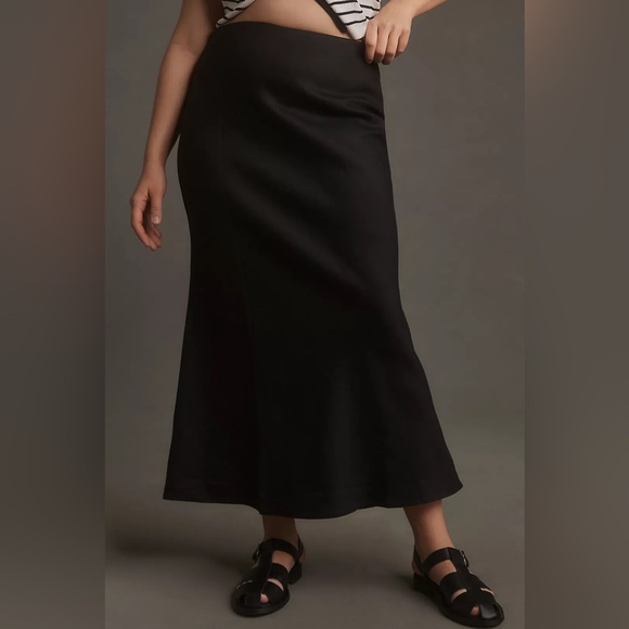 Anthropologie: Tilda Linen Blend Maxi Slip Skirt Sz Medium NEW - Picture 1 of 8
